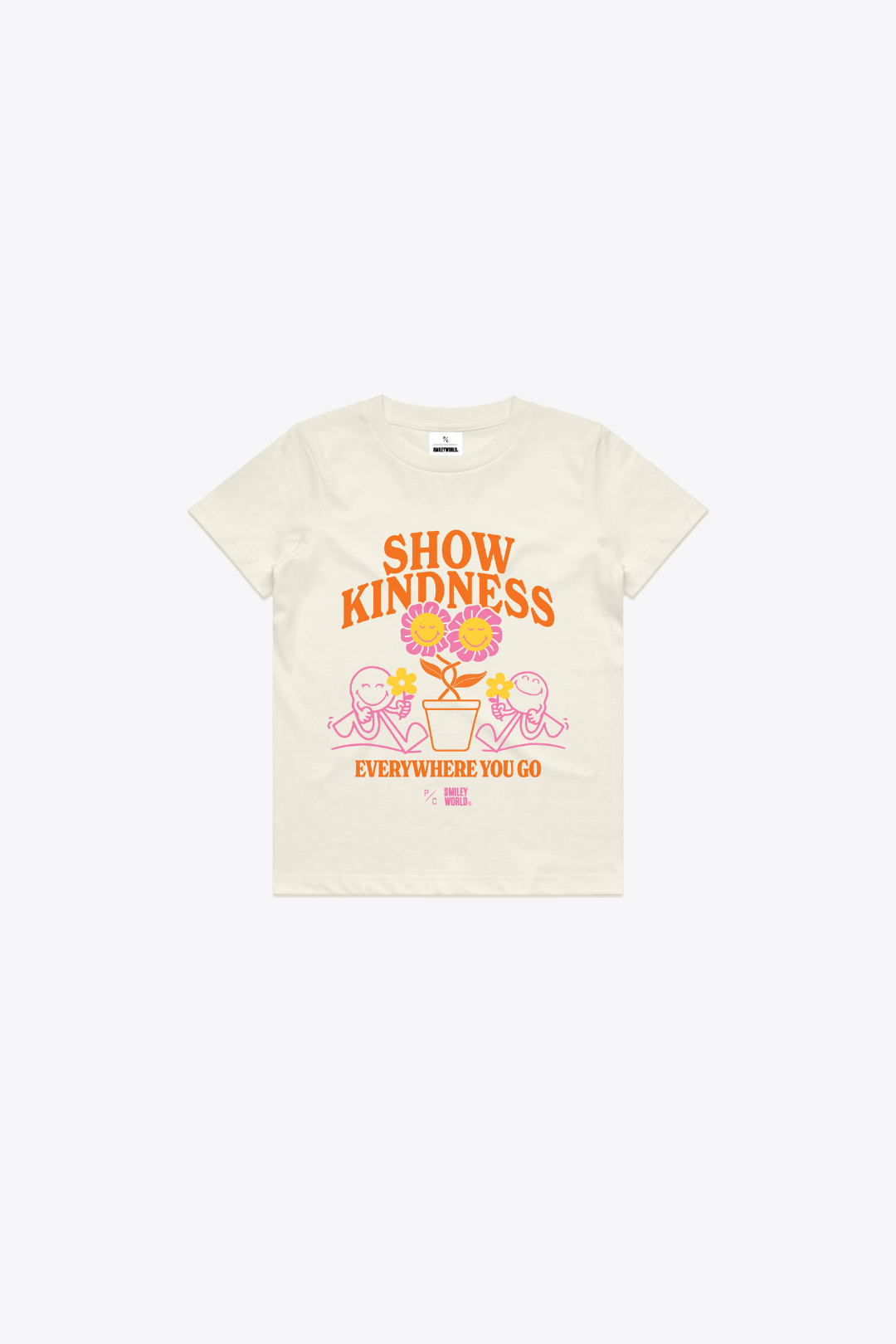 P/C x SmileyWorld „Zeigen Sie Freundlichkeit, wohin Sie auch gehen“ Kinder-T-Shirt - Elfenbein