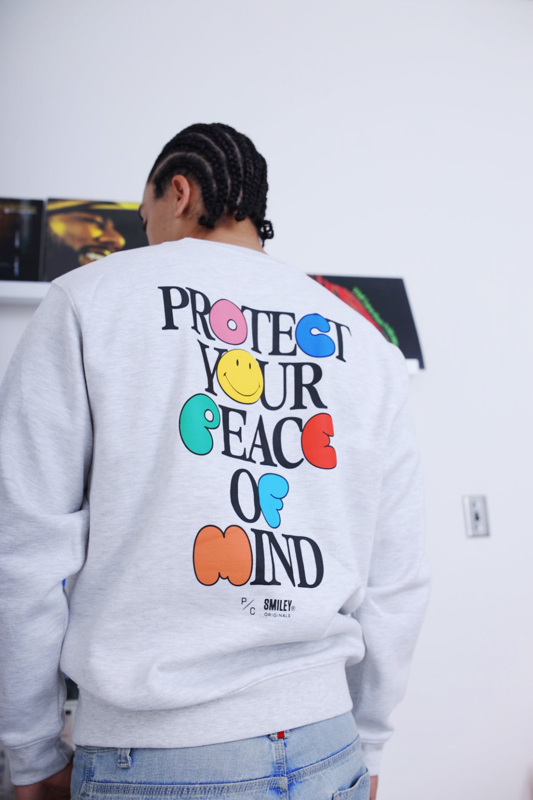 P/C x Smiley Peace of Mind Heavyweight Crewneck - Ash