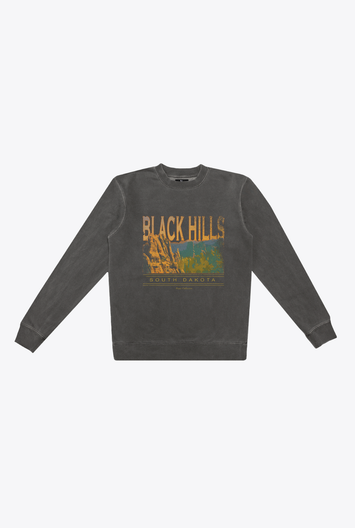 Black Hills South Dakota Pigment Dye Crewneck - Black