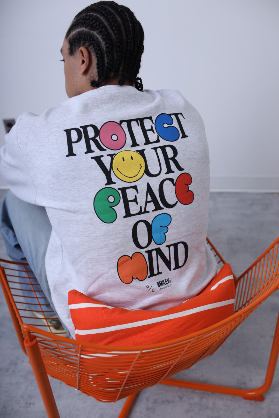 P/C x Smiley Peace of Mind Heavyweight Crewneck - Ash