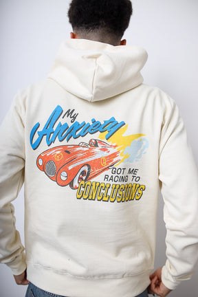 Anxiety Got Me Racing Heavyweight Hoodie - Ivory