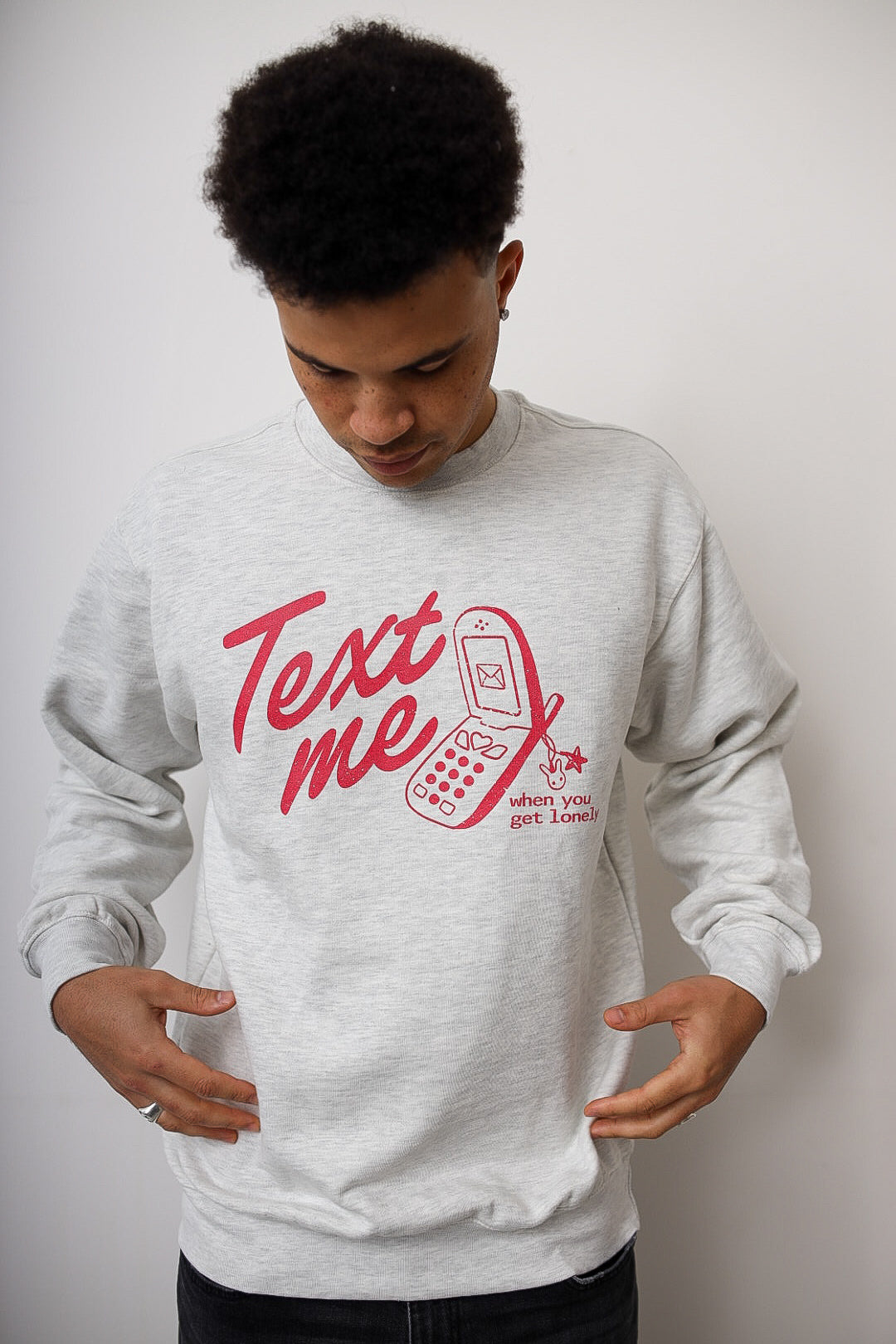 Text Me Heavyweight Crewneck - Ash