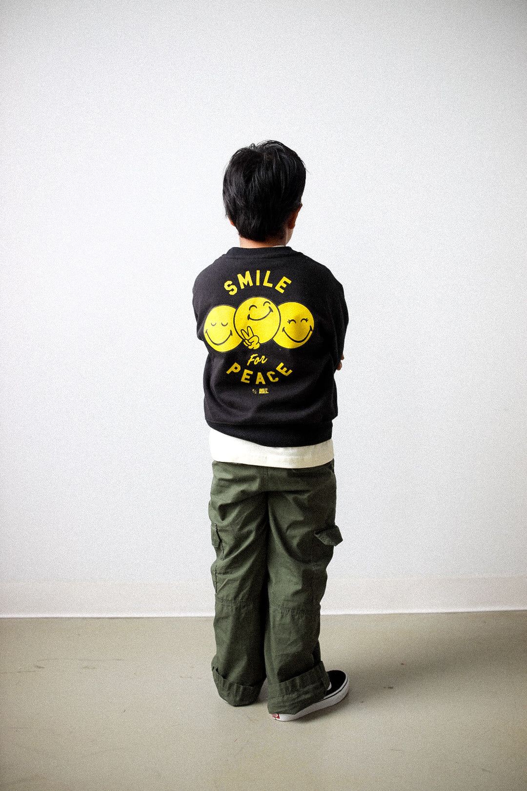 P/C x SmileyWorld "Smile for Peace" Youth Heavyweight Crewneck - Black