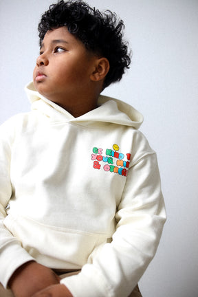 P/C x SmileyWorld "Be Kind To Your Mind & Others" Youth Heavyweight Hoodie  - Ivory