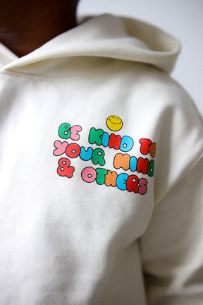 P/C x SmileyWorld "Be Kind To Your Mind & Others" Youth Heavyweight Hoodie  - Ivory