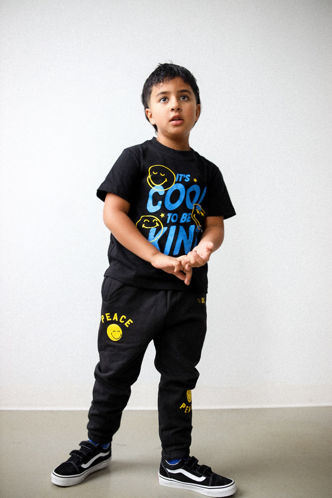 P/C x SmileyWorld "It's Cool To Be Kind" Kids T-Shirt - Black