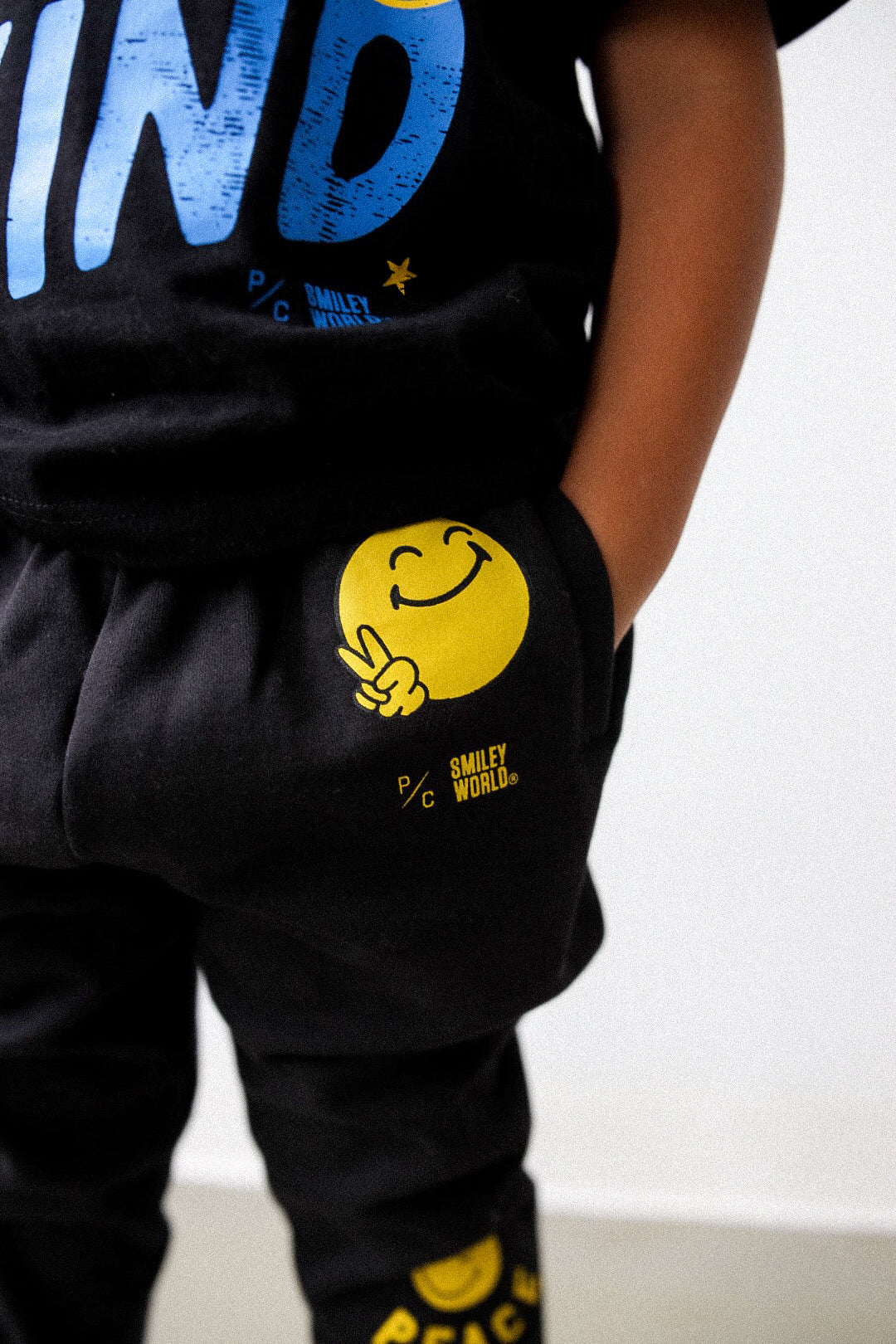 P/C x SmileyWorld "Smile for Peace" Youth Heavyweight Jogger  - Black