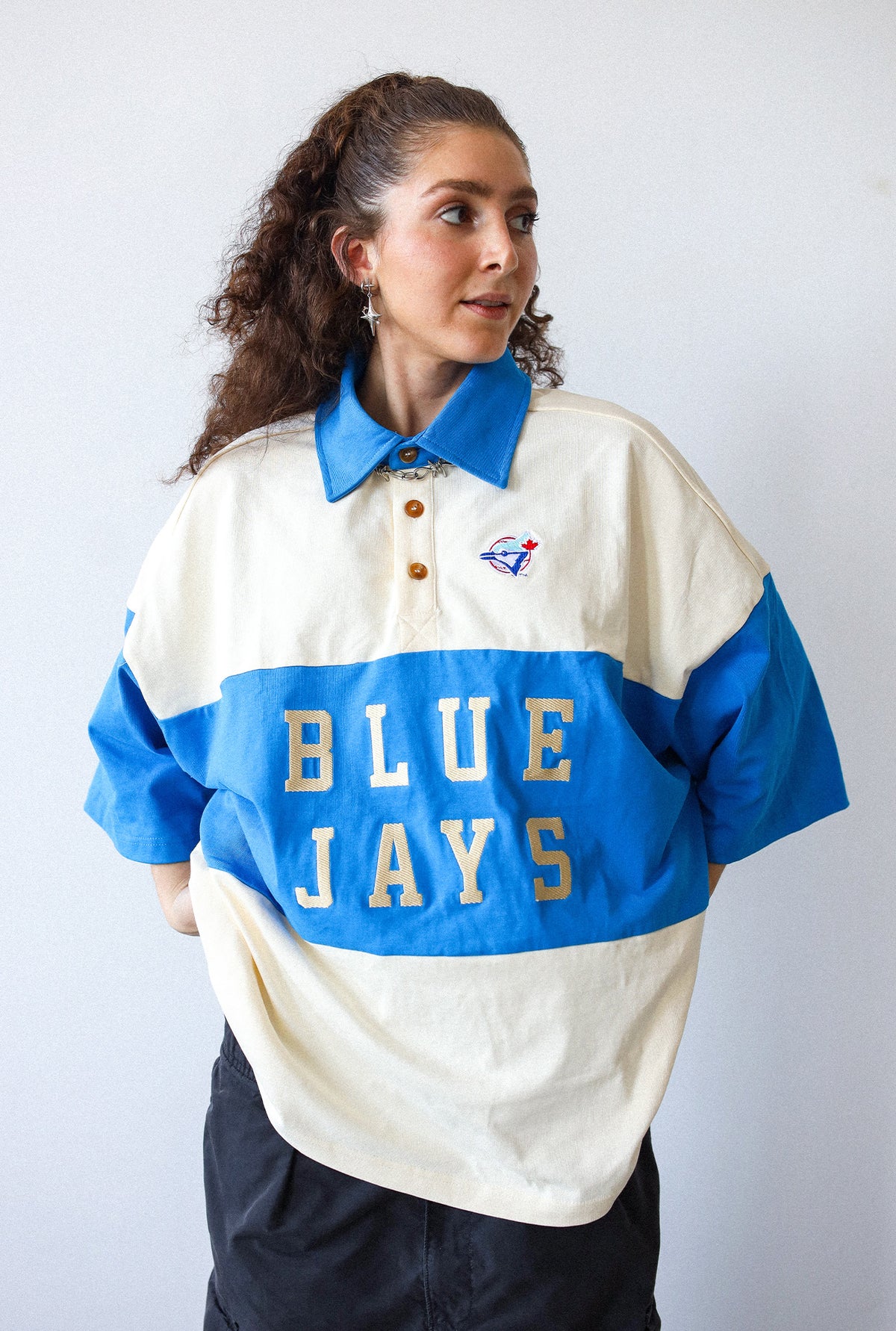 Toronto Blue Jays Oversized Polo - Royal / Ivory