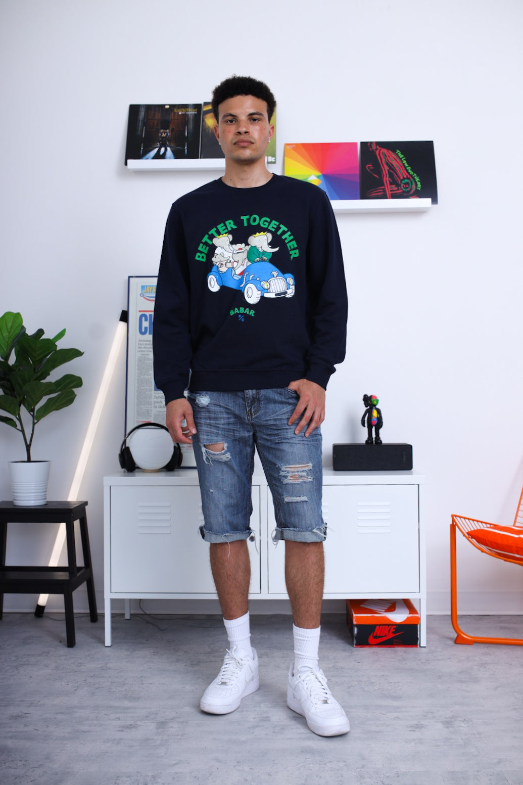 Pull ras du cou P/C x Babar - Bleu marine