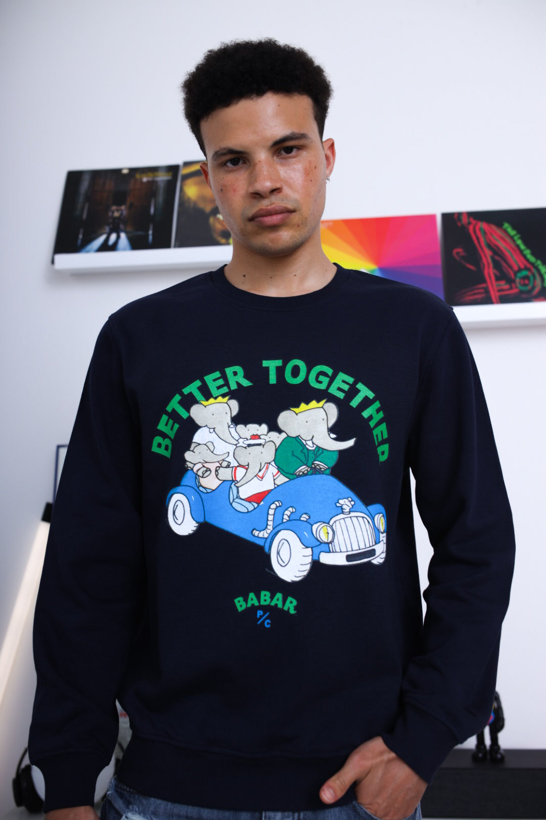 Pull ras du cou P/C x Babar - Bleu marine