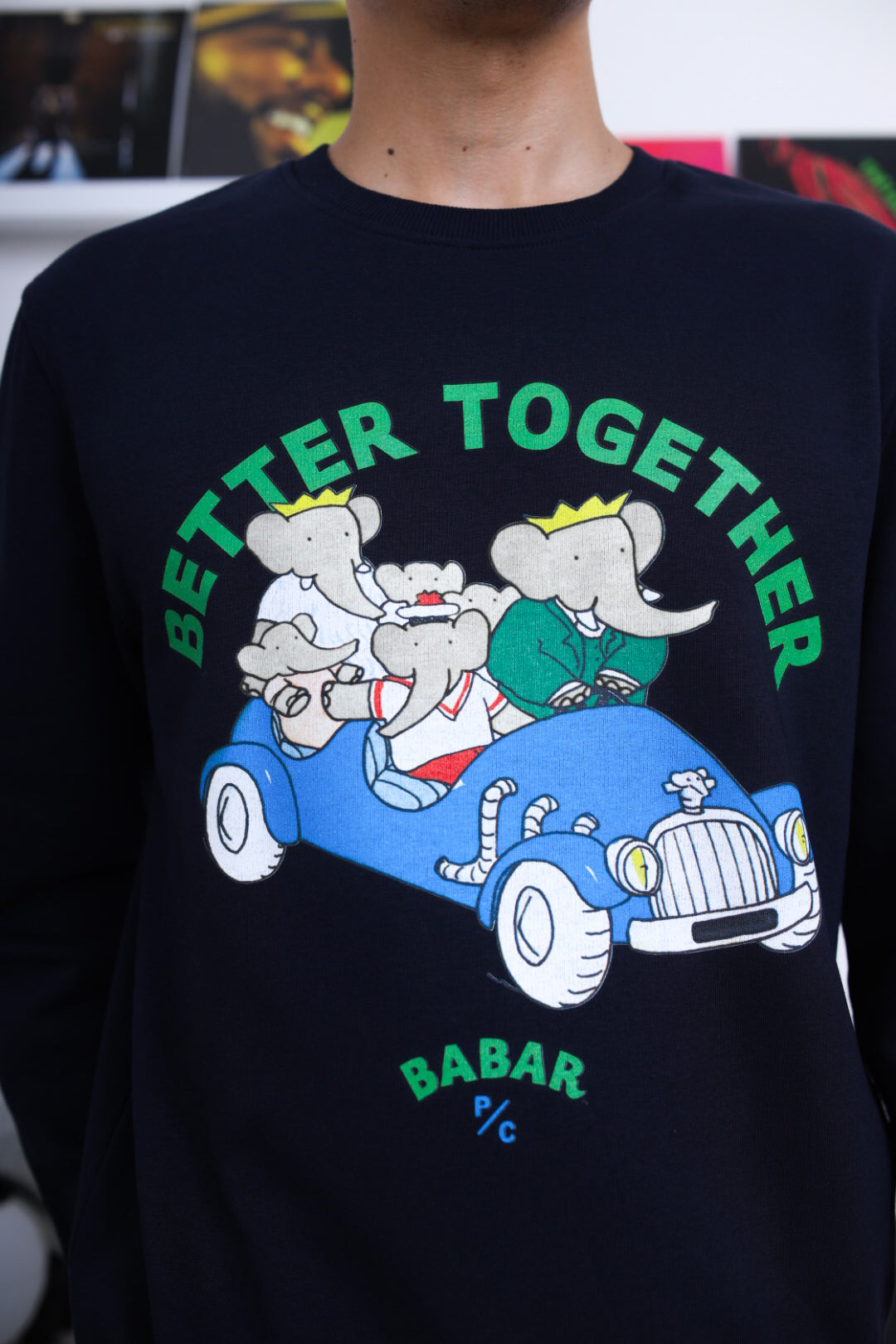 Pull ras du cou P/C x Babar - Bleu marine