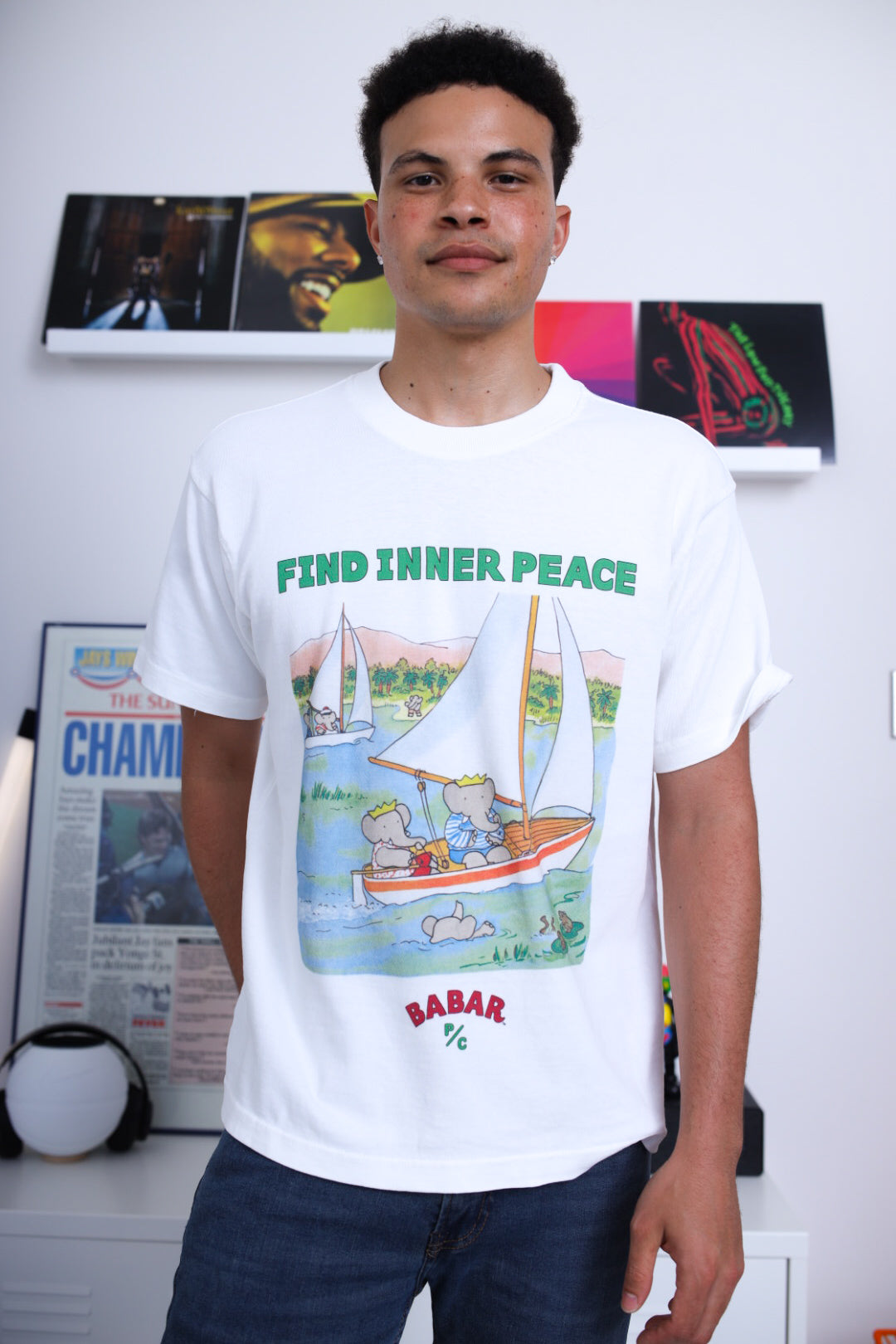 P/C x Babar Schweres, stückgefärbtes T-Shirt - Weiß