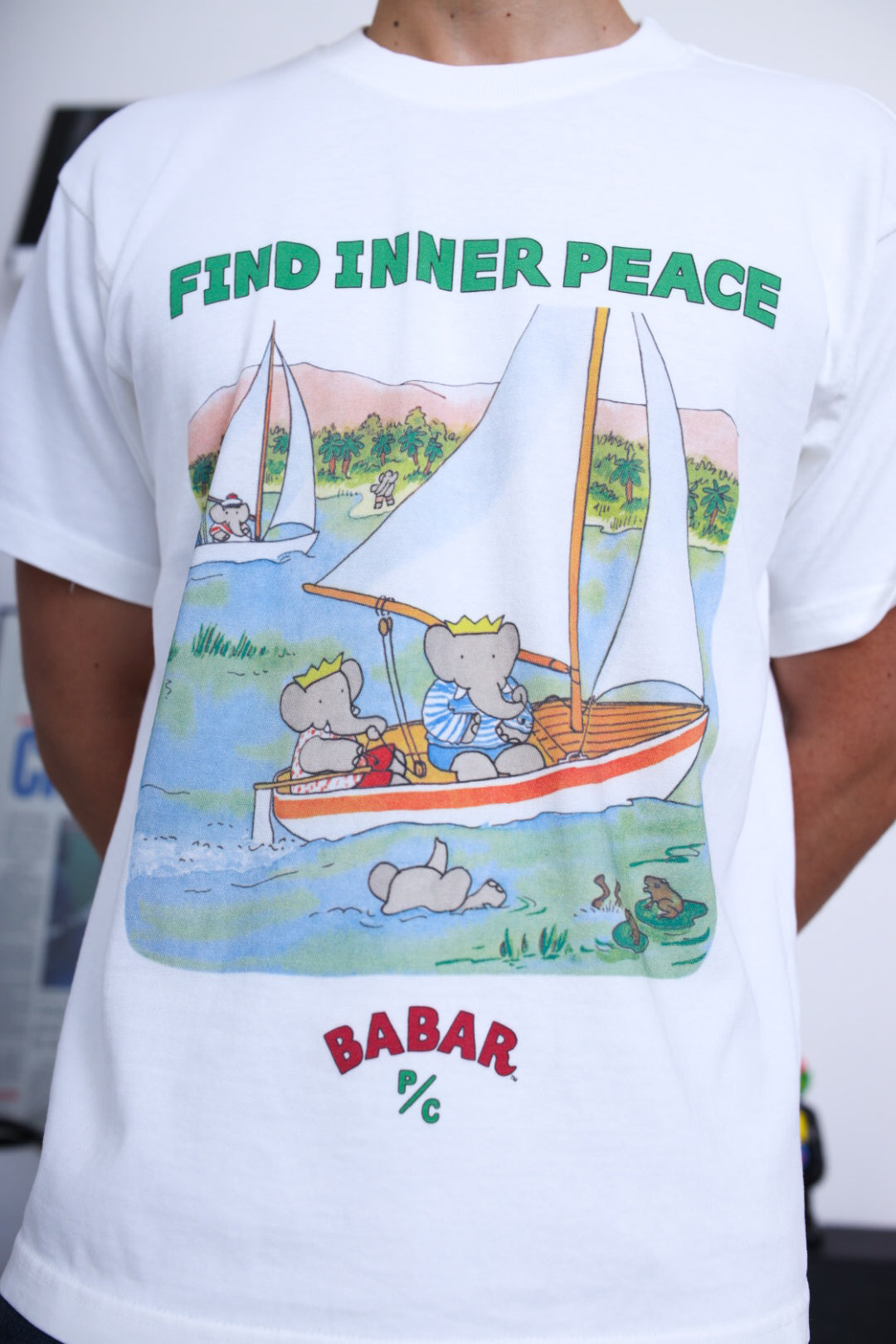 T-shirt épais teint en pièce P/C x Babar - Blanc