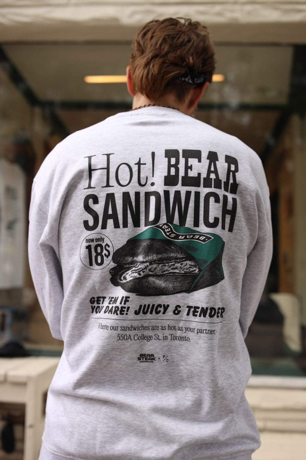 P/C x BEAR Steak Sandwiches Ad Crewneck - Ash