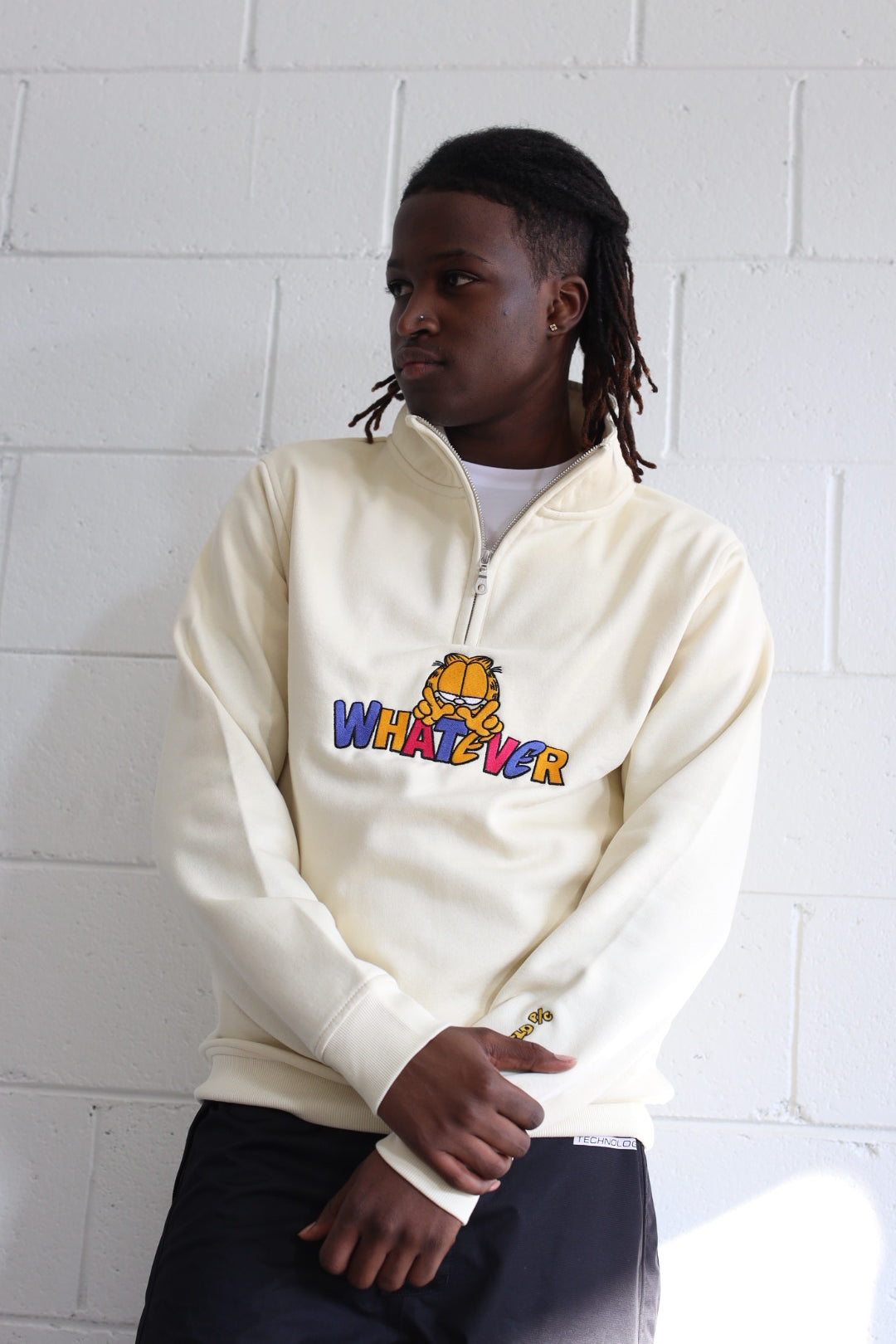 Vintage Garfield Quarter Zip - Ivory