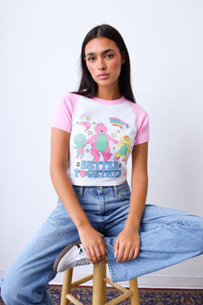 P/C x Barney Better Together Baby Tee - White/Pink