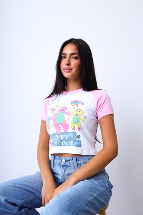 P/C x Barney Better Together Baby Tee - White/Pink