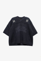 Peace Tonal Knit Football Jersey - Black