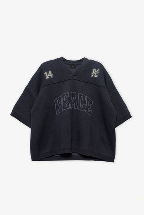 Peace Tonal Knit Football Sweater - Black