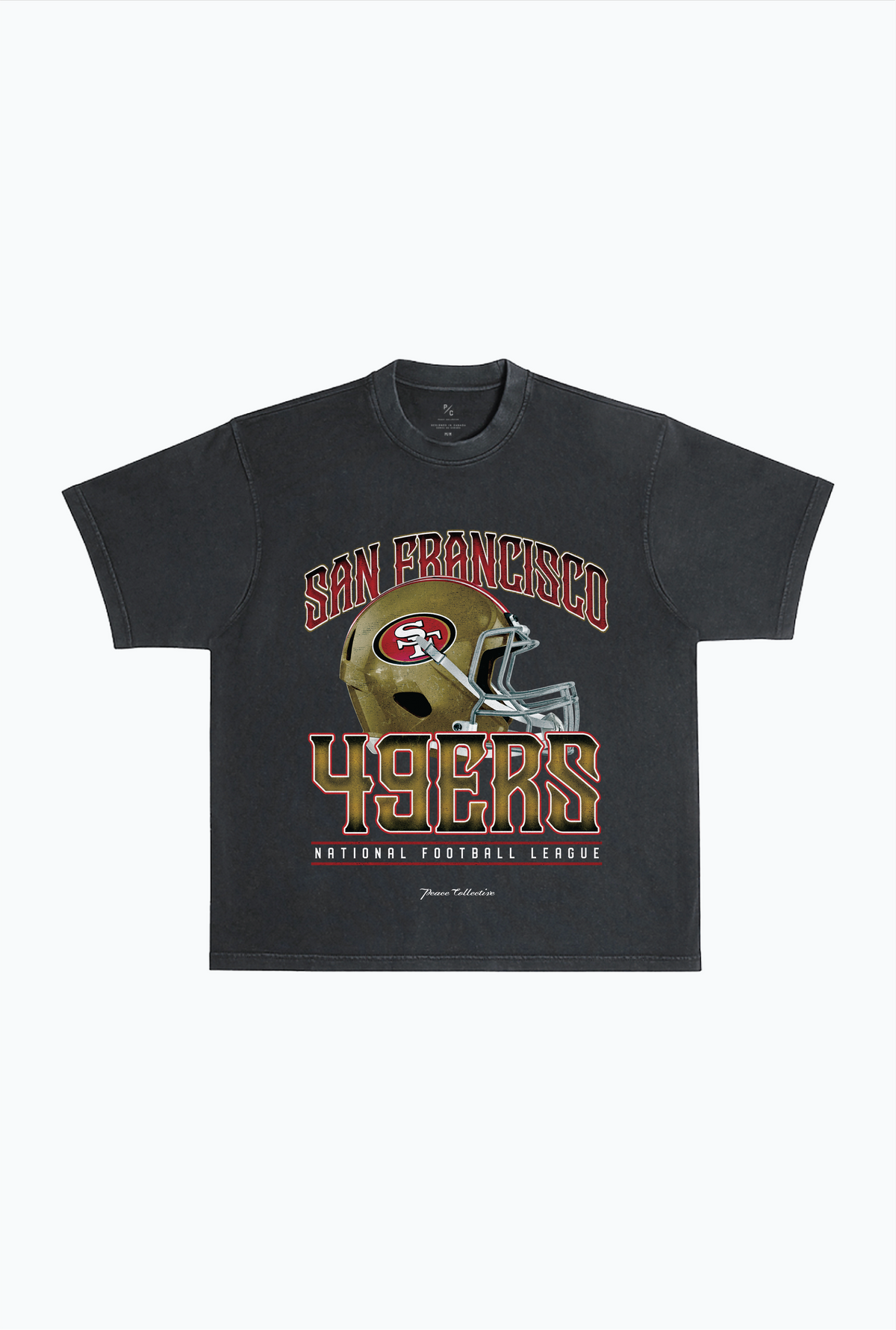 T-shirt épais teint en pièce avec casque des 49ers de San Francisco - Noir