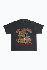 San Francisco 49ers Helmet Garment Dyed Heavyweight T-Shirt - Black