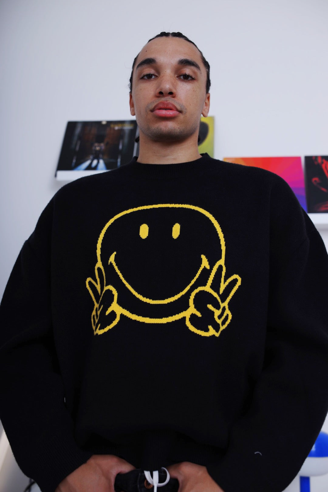 P/C x Smiley Strickpullover - Schwarz