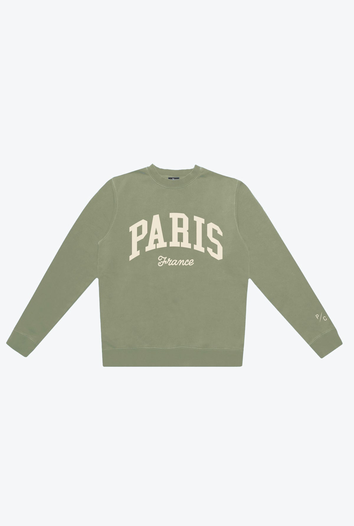 Paris Tourist Pigment Dye Crewneck - Sage Green