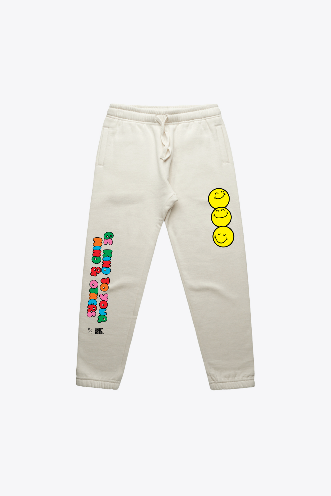 Pantalon de jogging épais pour jeunes P/C x SmileyWorld « Soyez gentil avec votre esprit et les autres » - Ivoire