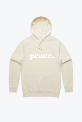 Kapuzenpullover mit Peace-Stickerei - Elfenbein