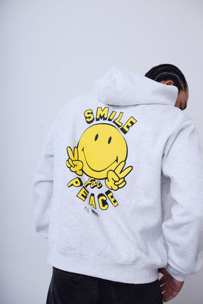 Sweat à capuche épais avec symbole de paix P/C x Smiley - Ash