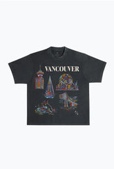 Vancouver Sketch Garment Dyed Heavyweight T-Shirt - Black