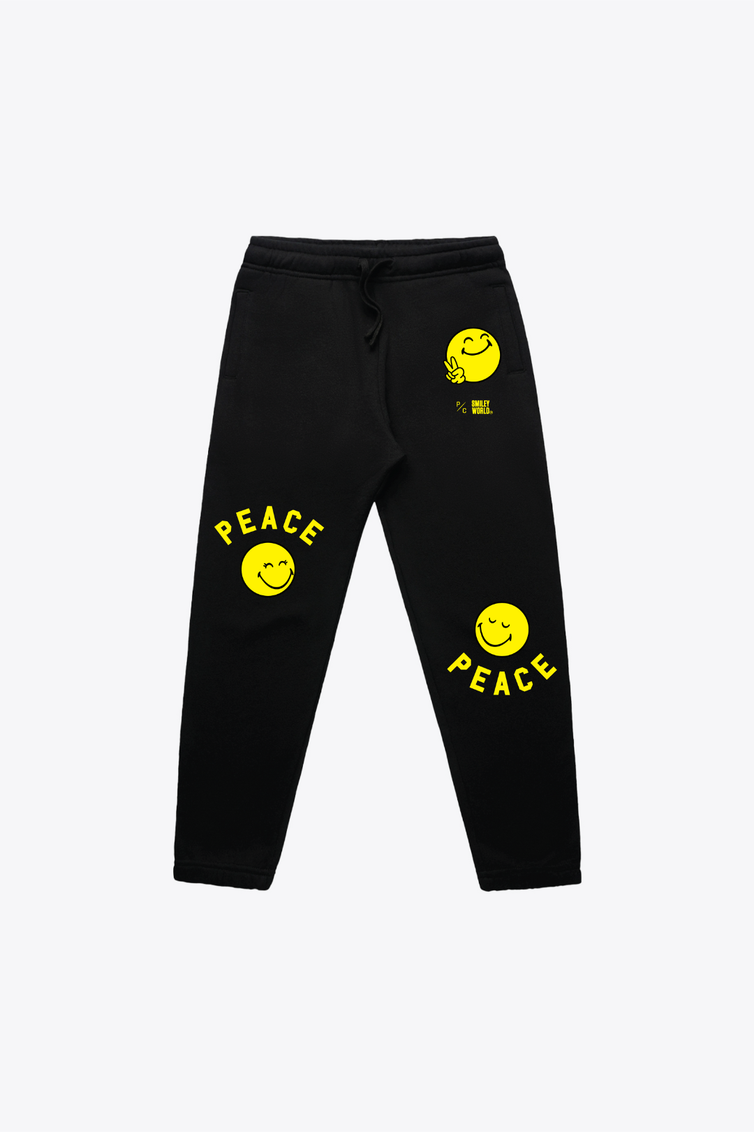 Pantalon de jogging épais pour jeunes P/C x SmileyWorld « Smile for Peace » - Noir