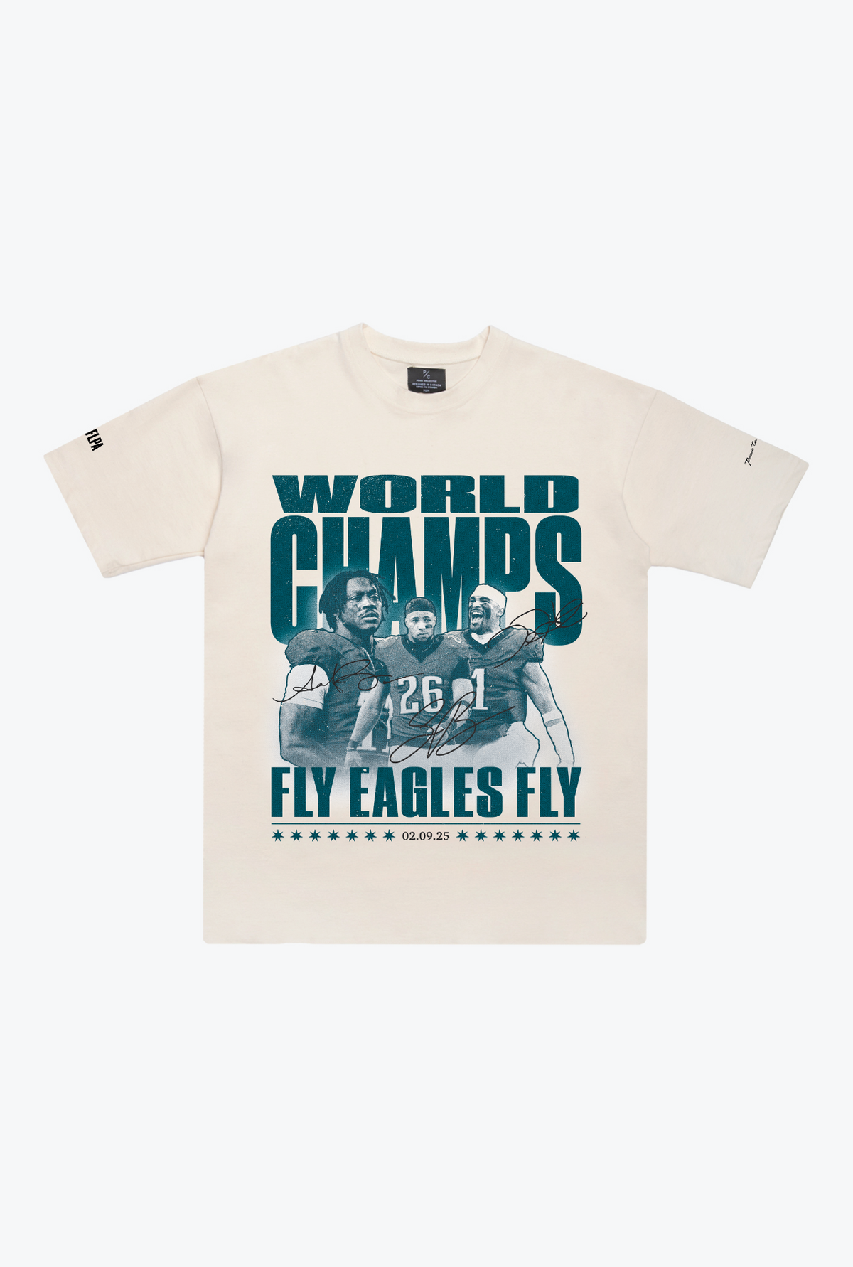 Philadelphia Eagles World Champs 2025 Heavyweight T-Shirt - Ivory