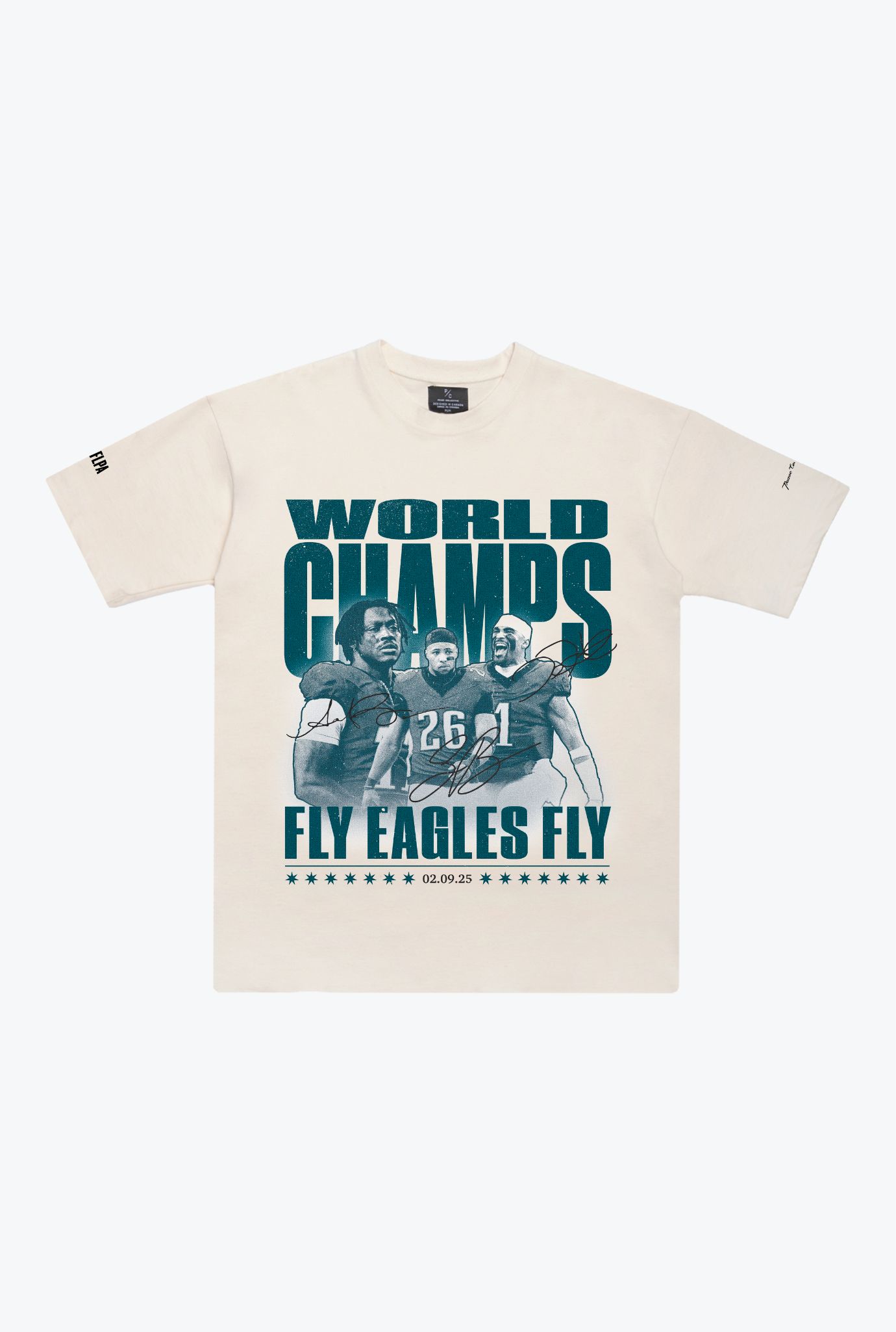 Philadelphia Eagles World Champs 2025 Heavyweight T-Shirt - Ivory