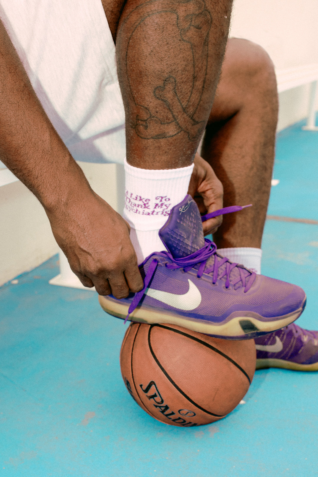 P/C x Metta World Peace Crew Socks - White/ Purple