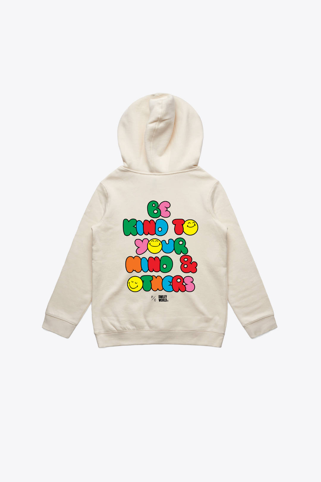 P/C x SmileyWorld "Be Kind To Your Mind & Others" Youth Heavyweight Hoodie  - Ivory