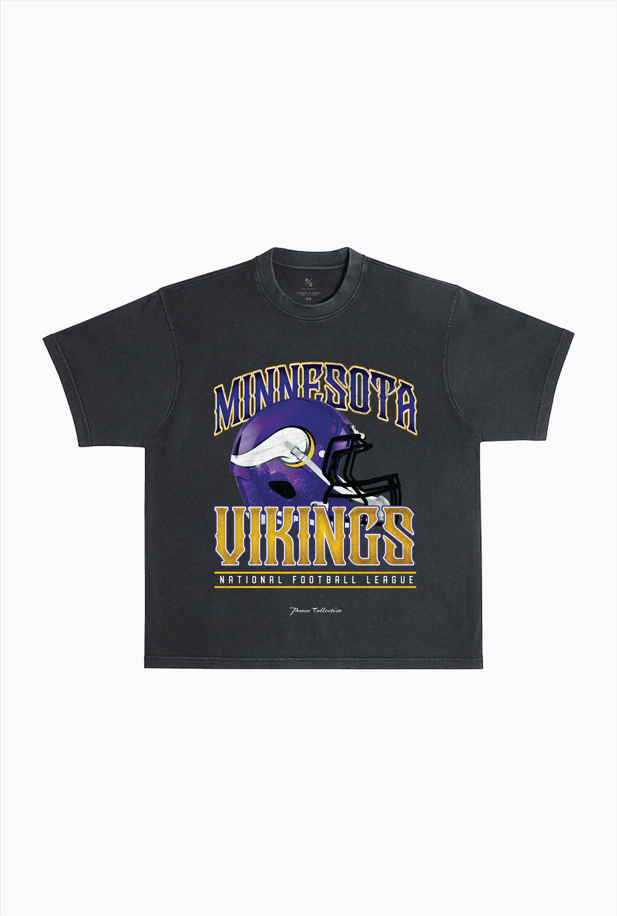 T-shirt épais teint en pièce avec casque des Vikings du Minnesota - Noir