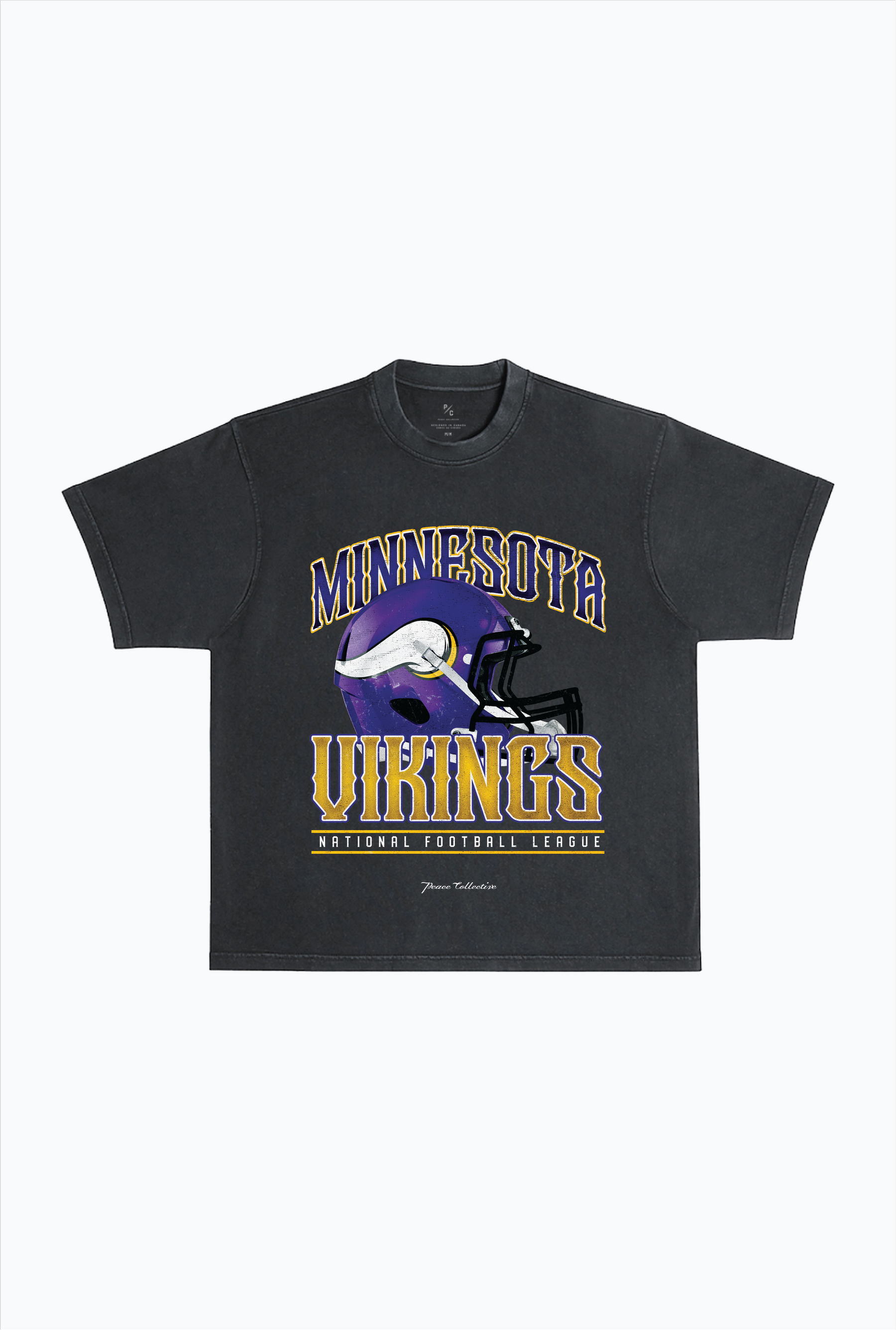 Minnesota Vikings Helmet Garment Dyed Heavyweight T-Shirt - Black