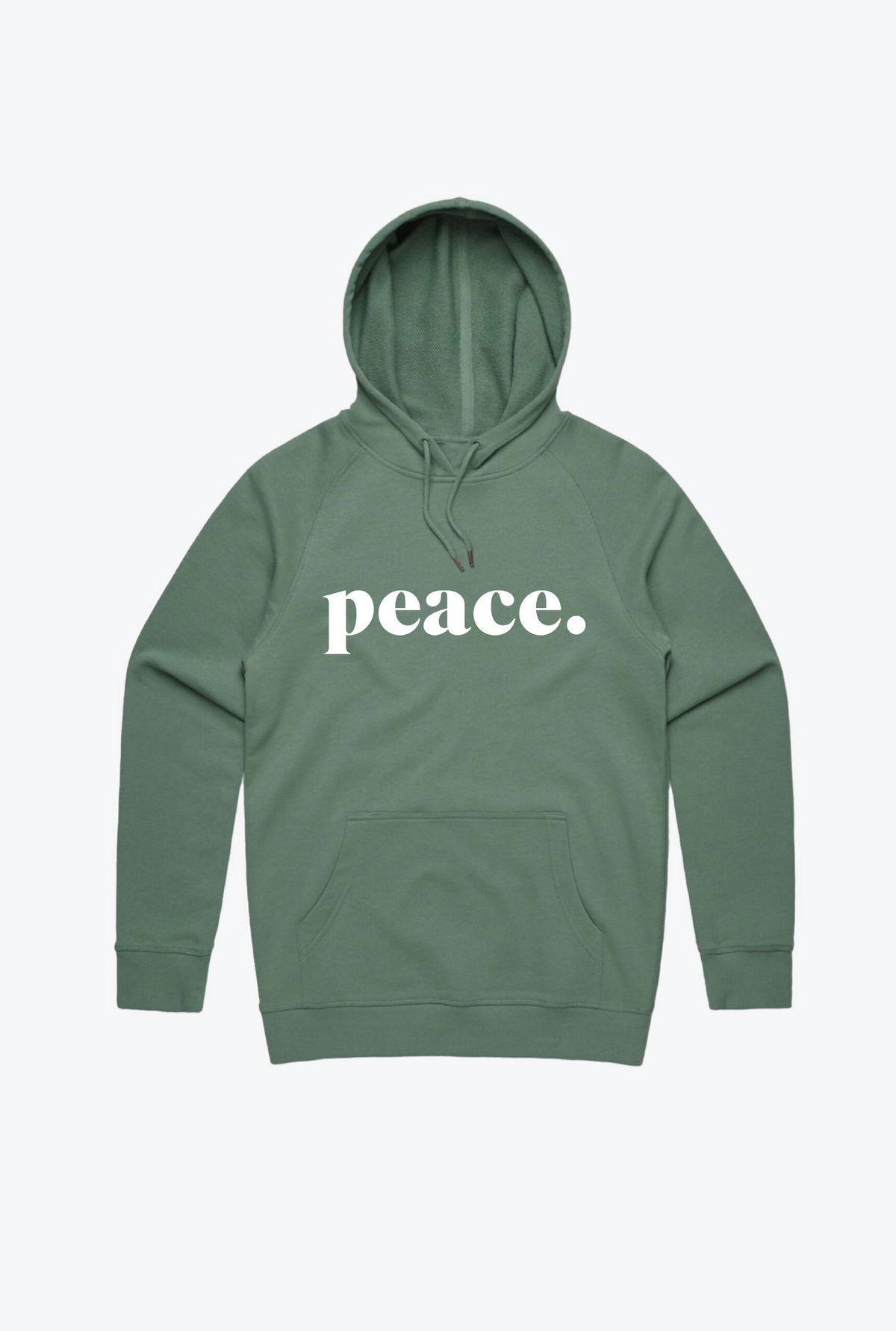 Kapuzenpullover mit Peace-Stickerei - Salbeigrün