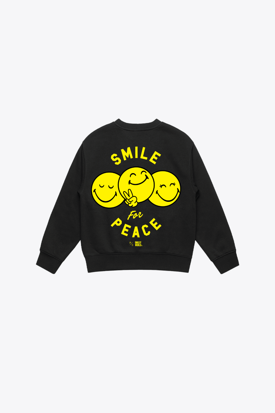 P/C x SmileyWorld „Smile for Peace“ Schwerer Rundhalsausschnitt für Jugendliche – Schwarz