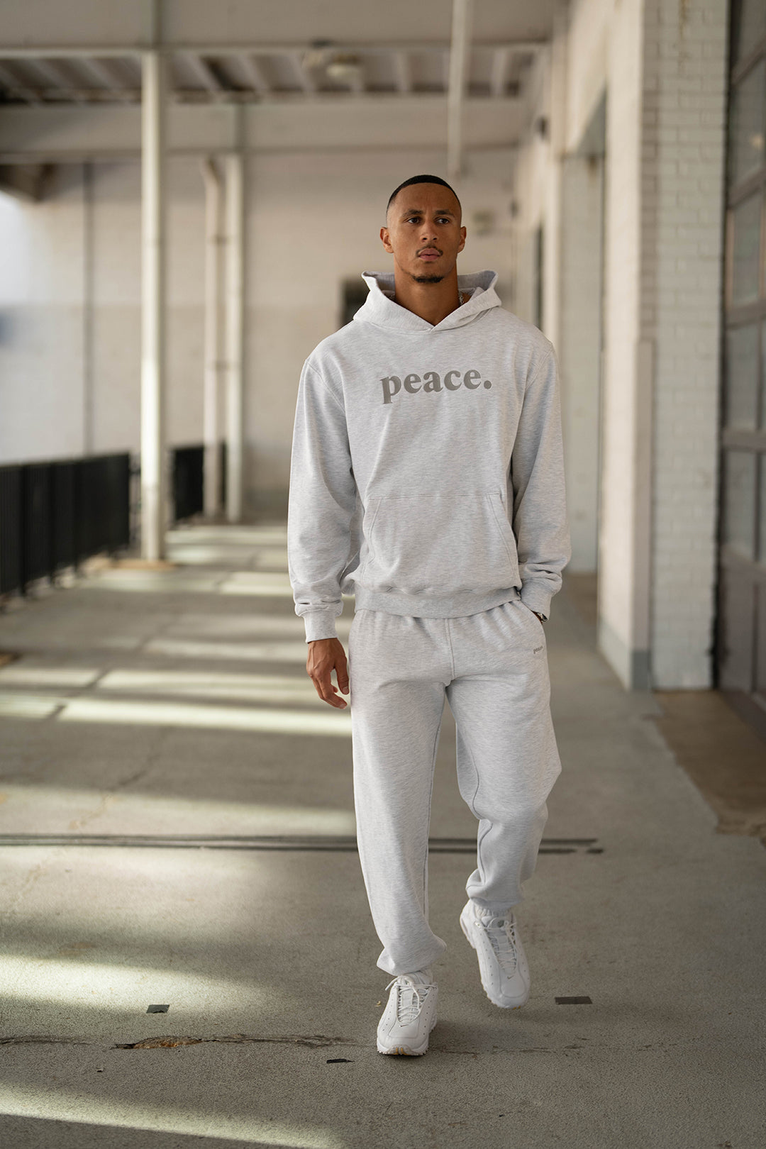 Sweat à capuche épais Peace Basics - Ash