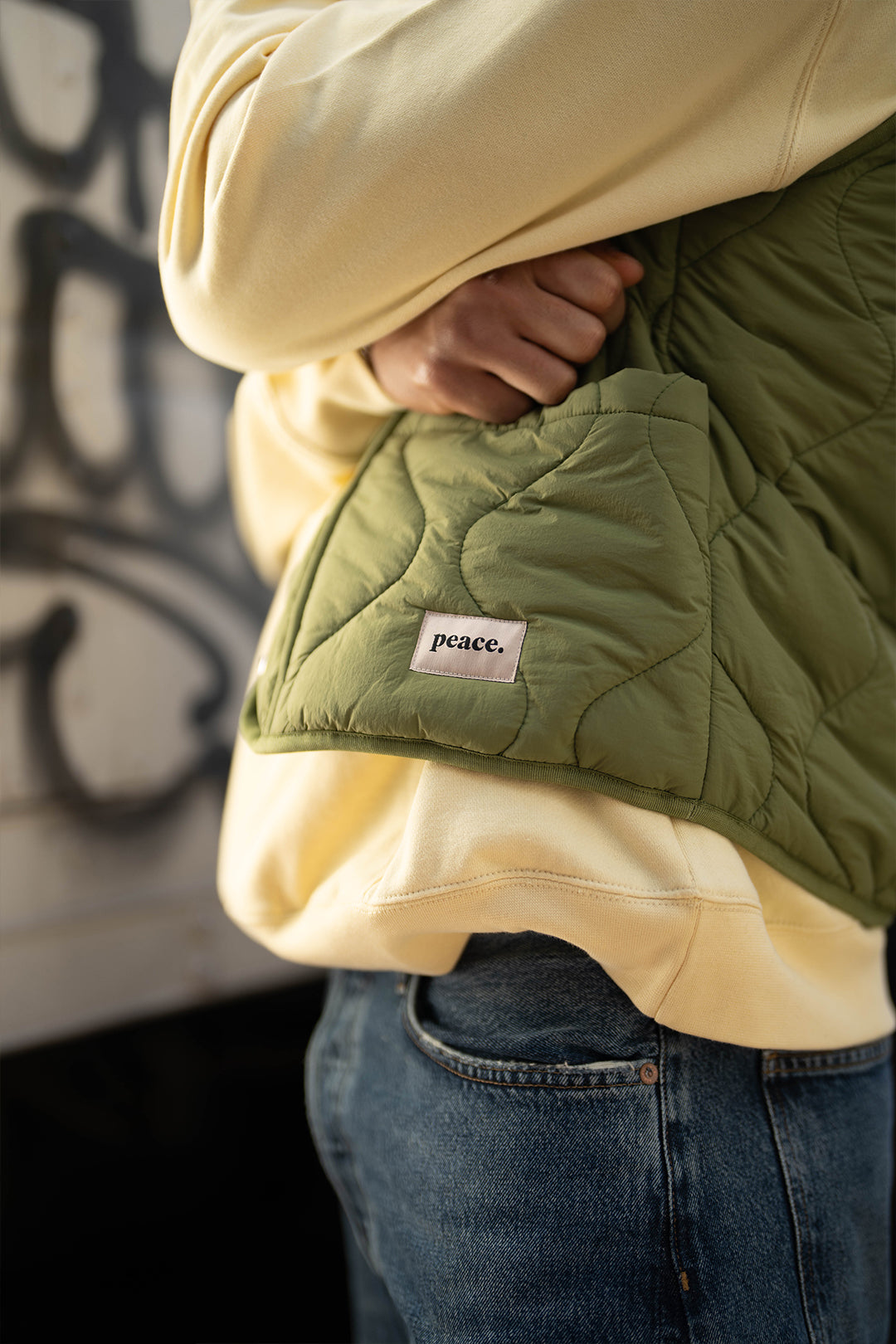 Peace Basics Quilted Vest - Olive