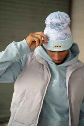 Sweat à capuche épais Peace Basics - Bleu glacier