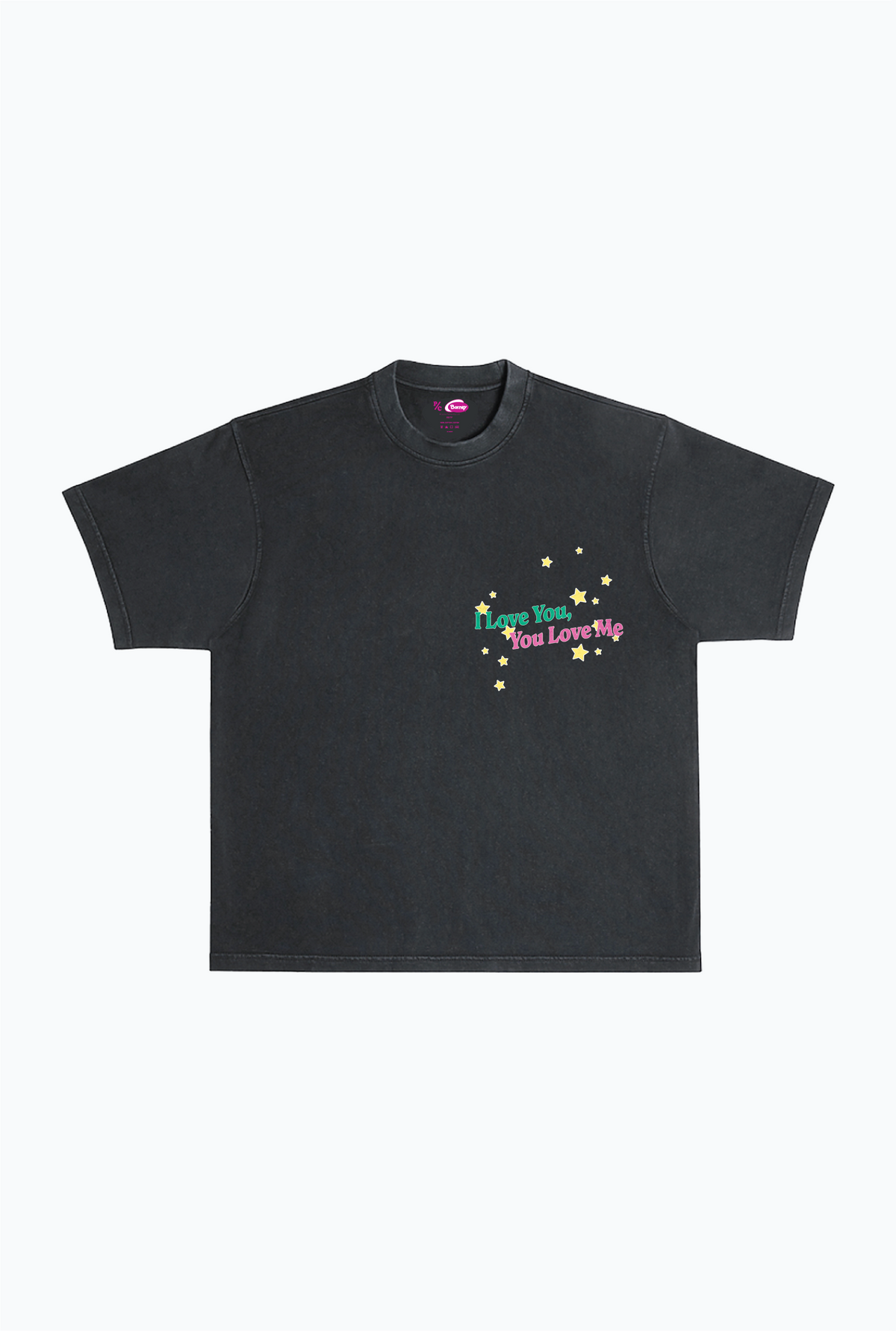 P/C x Barney Stars Schweres, stückgefärbtes T-Shirt - Schwarz