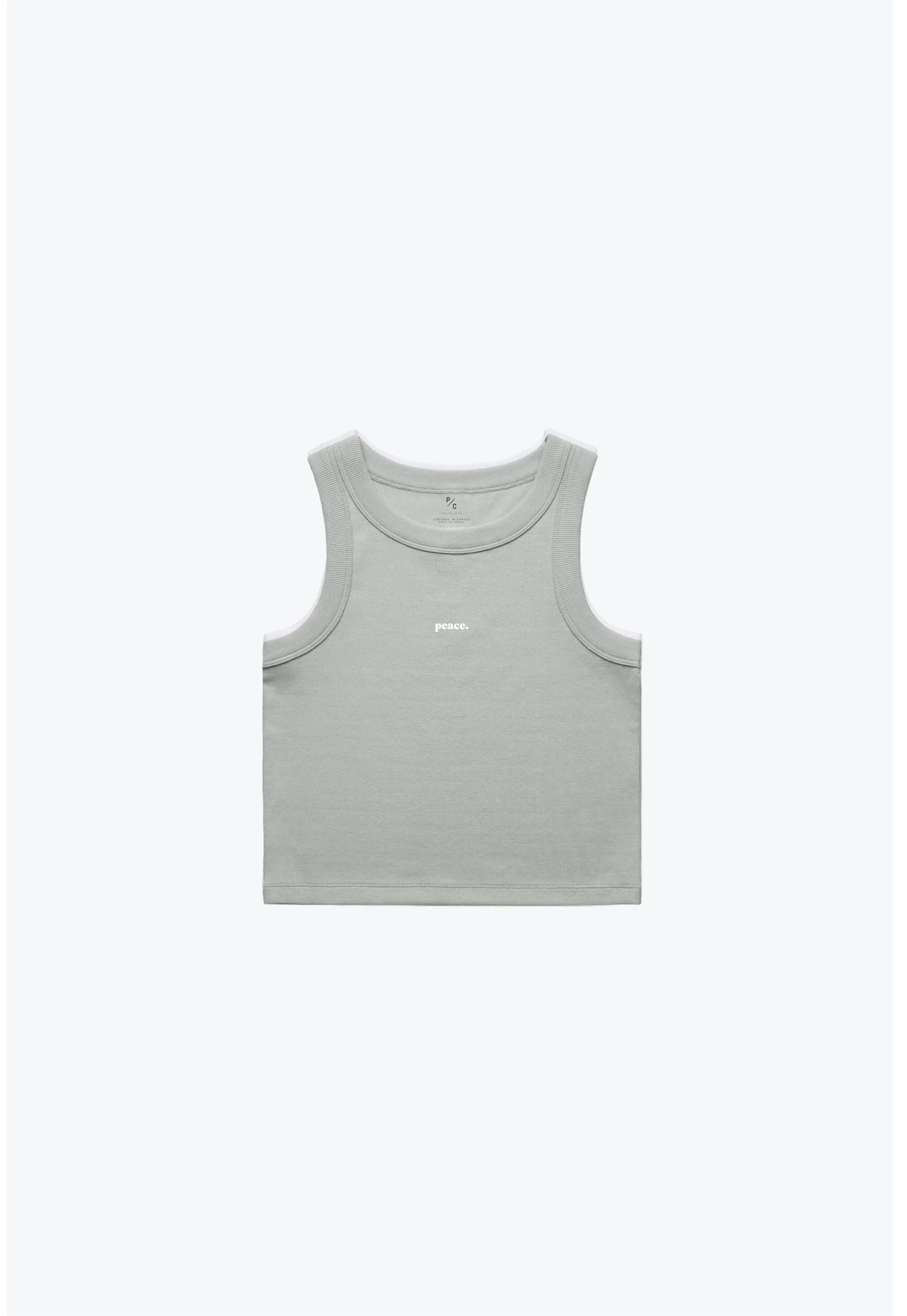 Peace Basics Ribbed Crop Tank - Stone