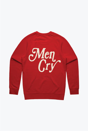 Men Cry Heavyweight Crewneck - Red