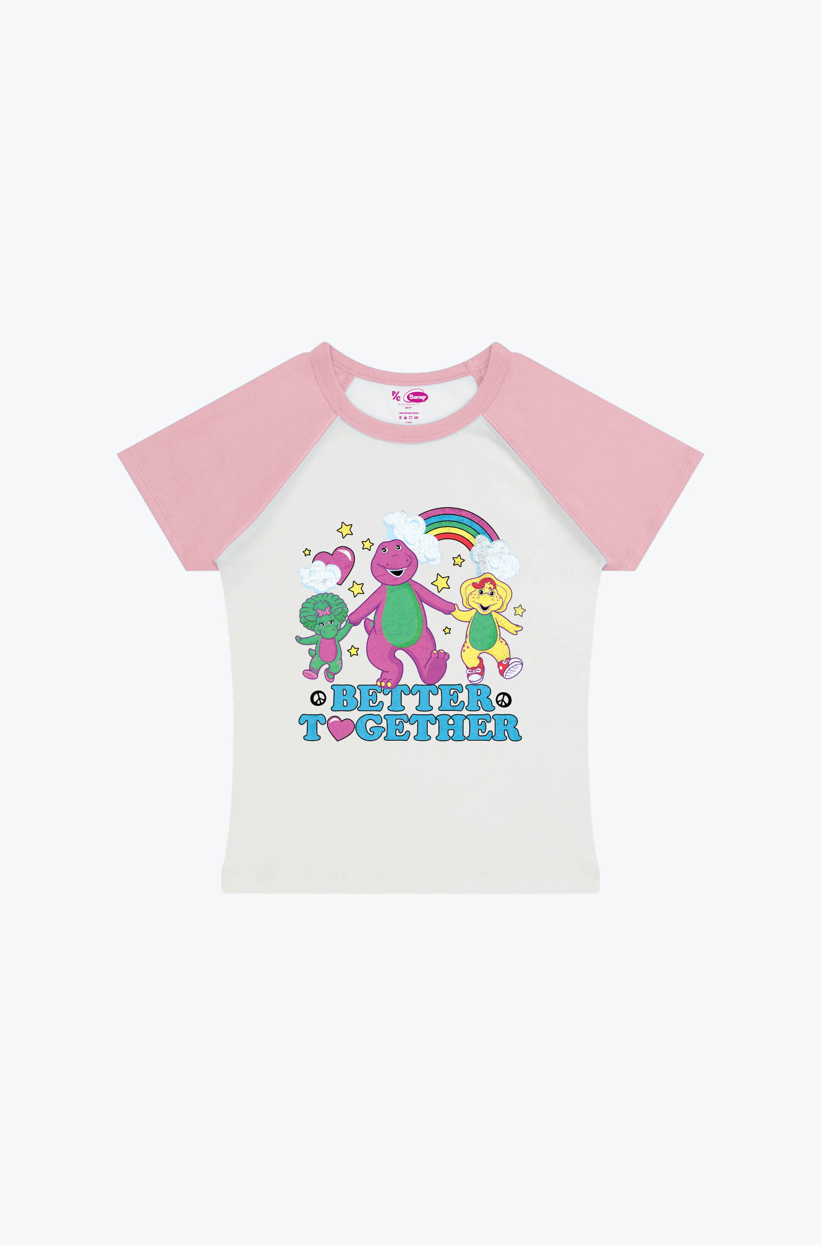 P/C x Barney Better Together Baby Tee - White/Pink