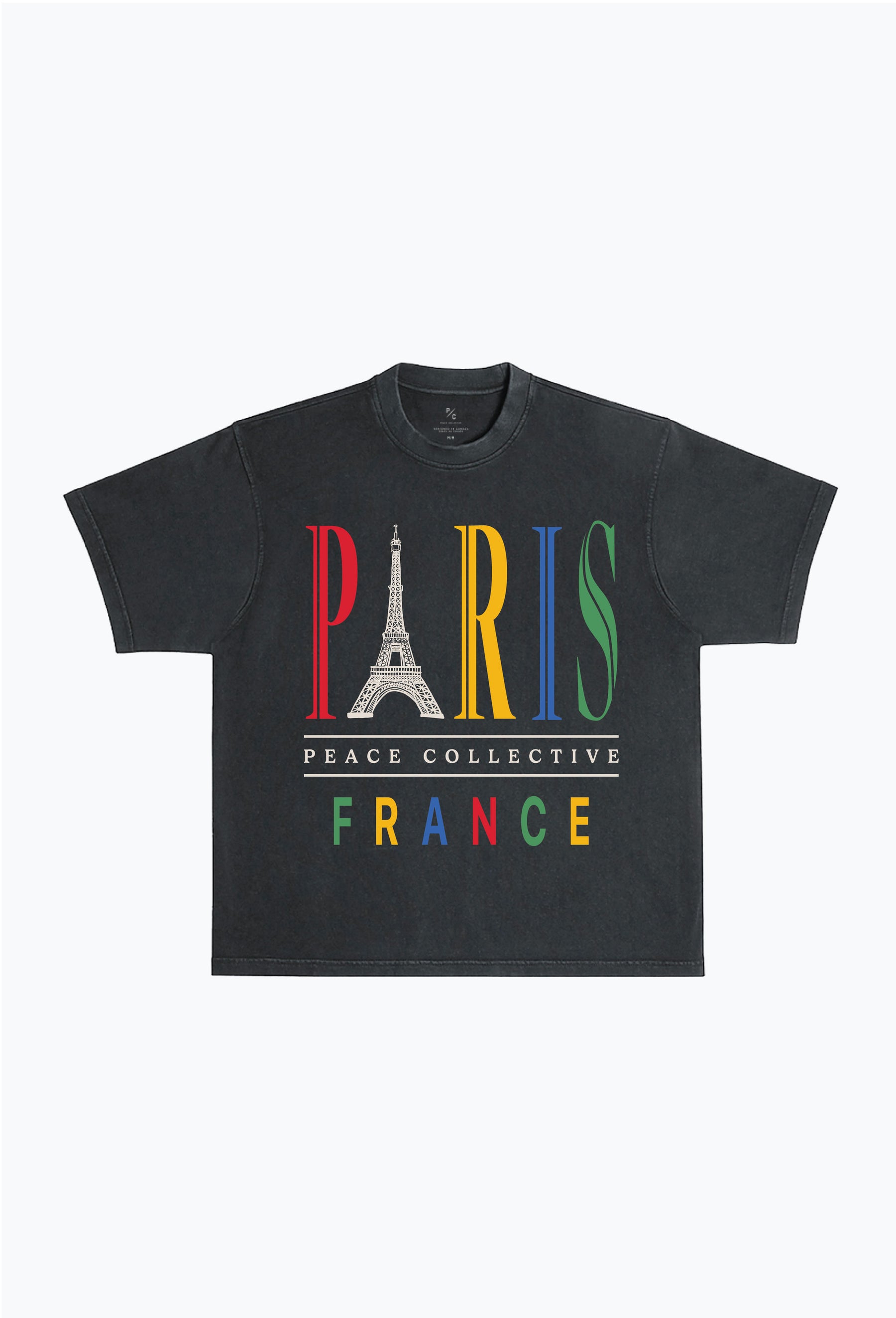 Paris Sketch Garment Dyed Heavyweight T-Shirt - Black