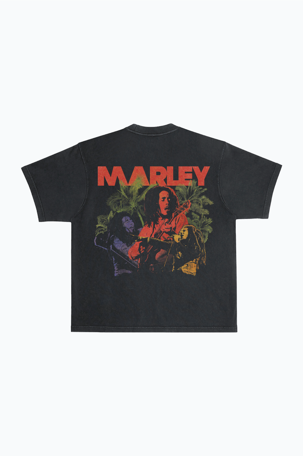 P/C x Bob Marley „One Love“ Schweres, stückgefärbtes T-Shirt – Schwarz