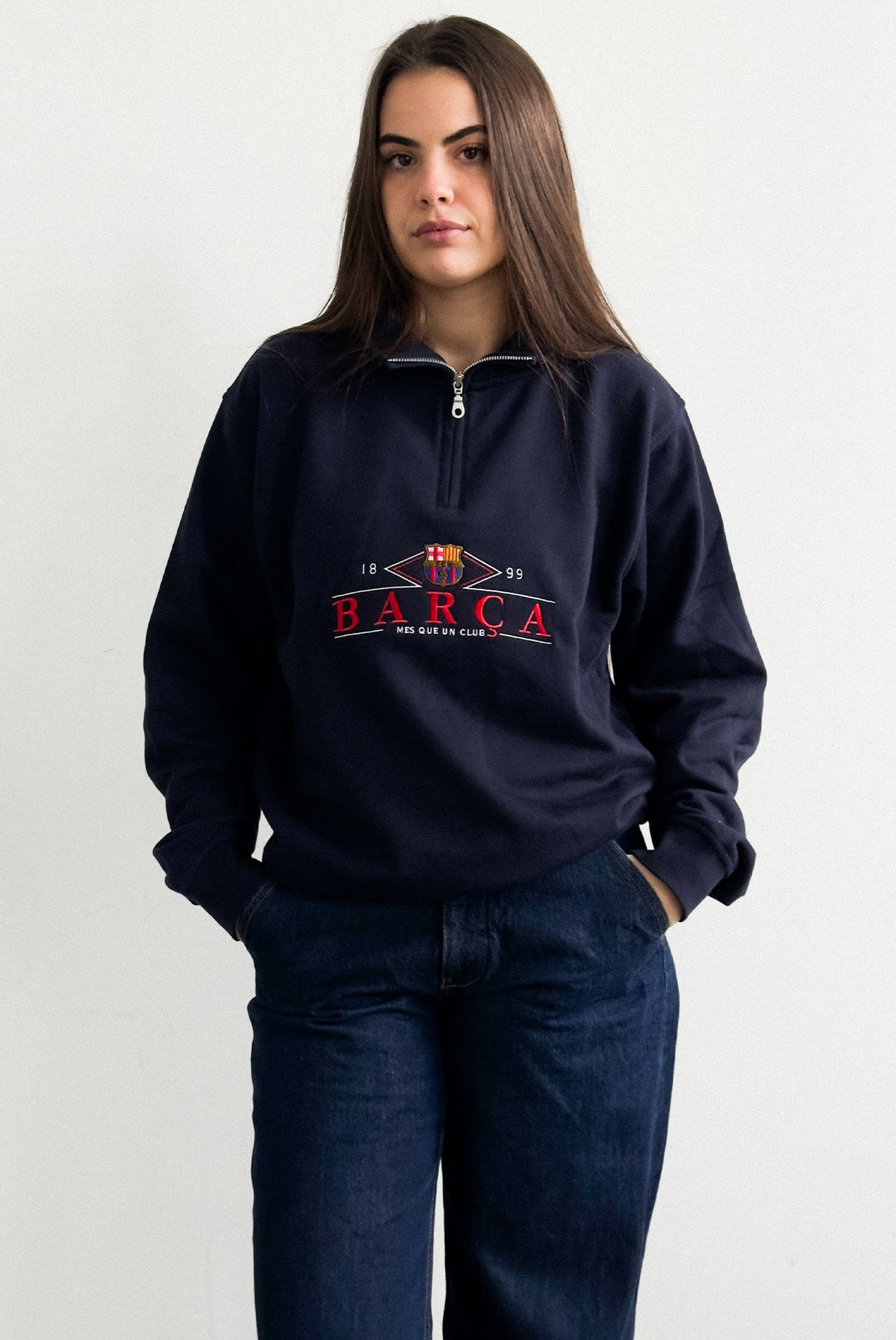 FC Barcelona 1/4 Zip - Navy